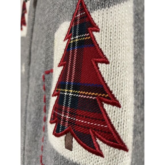 Vintage Southern Lady Christmas Knit Cardigan Sweater Gray Zip Front Large - Picture 8 of 11